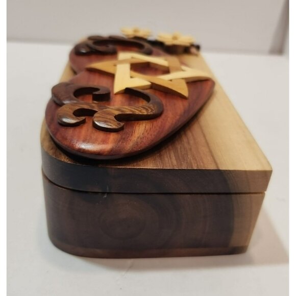 Carver Dan's Handcrafted Wooden Puzzle Box/Trinket Box Star Of David & Florals - Picture 8 of 16